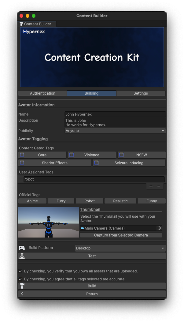 avatar content builder